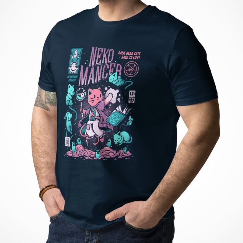 Japanese Graphic T-Shirt - Nekomancer
