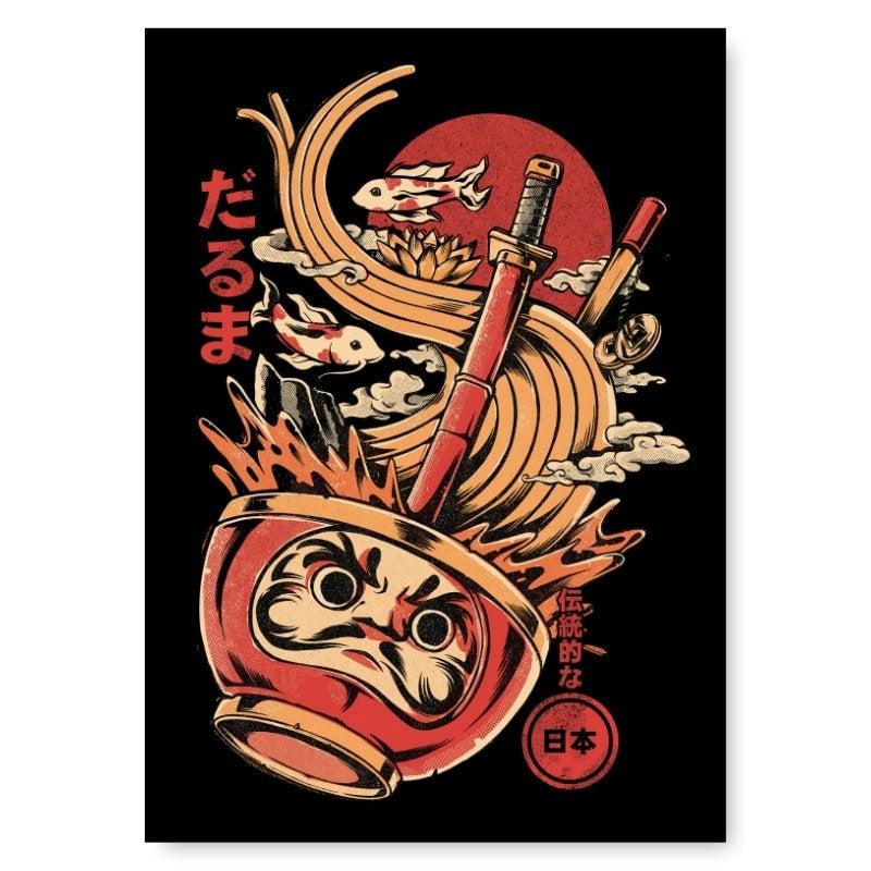 Daruma Ramen Japanese Poster - A3