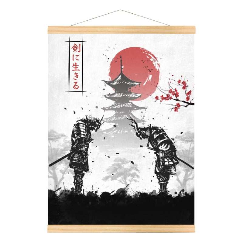 Japanese Samurai Duel Poster - A3