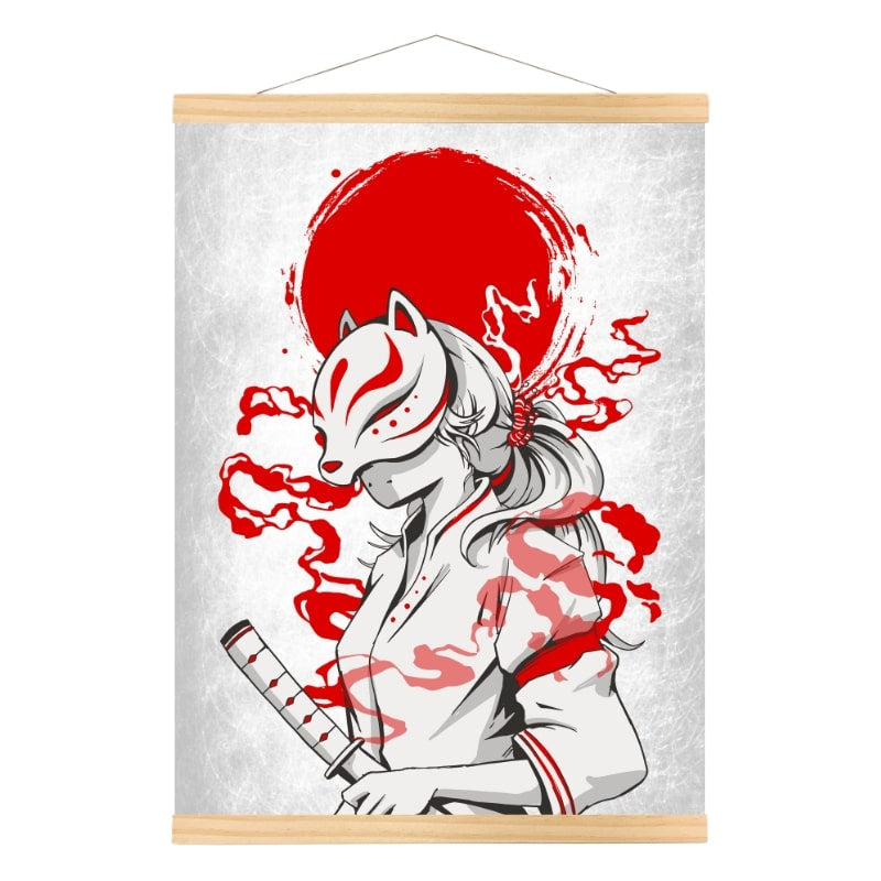 Japanese Samurai Kitsune Poster - A3