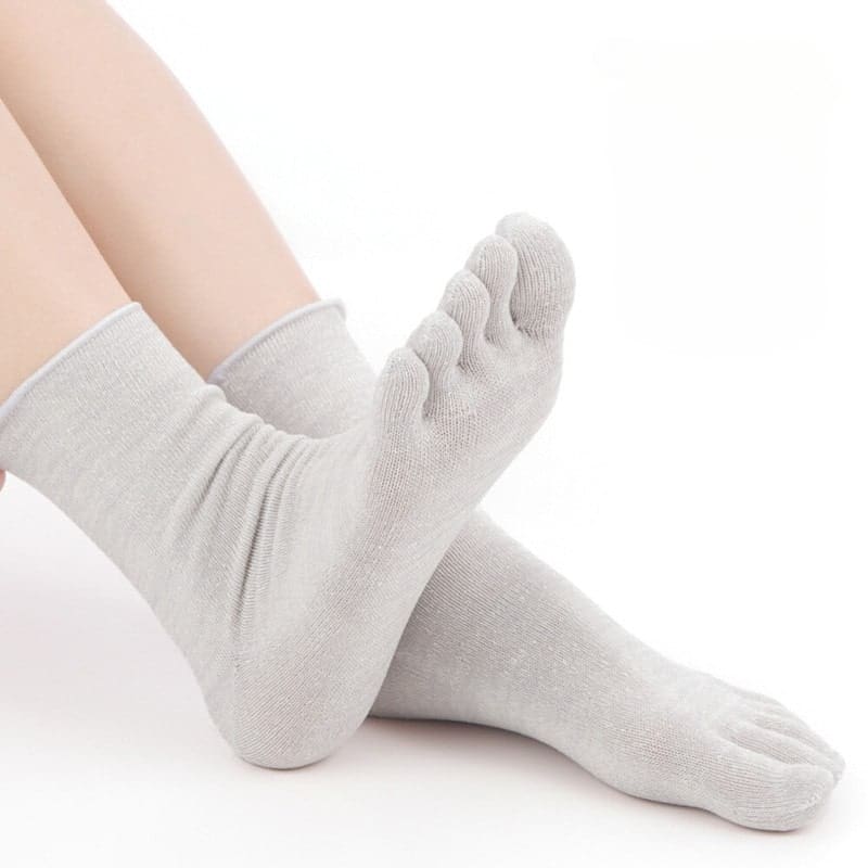 Japanese 5-Finger Natural Fiber Socks - EU 35-38 / Grey