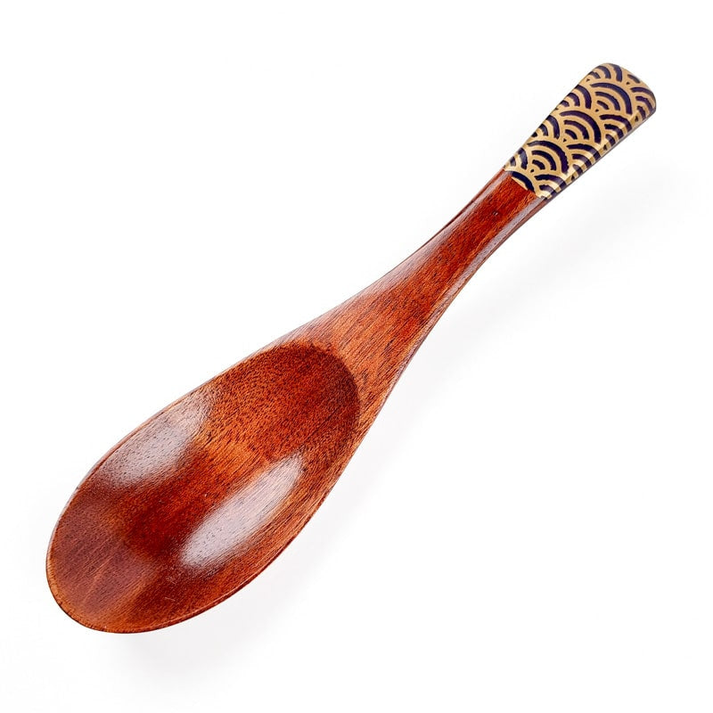 Japanese Wood Soup Spoon - Blue