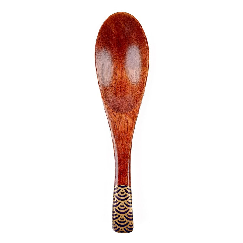 Japanese Wood Soup Spoon - Blue