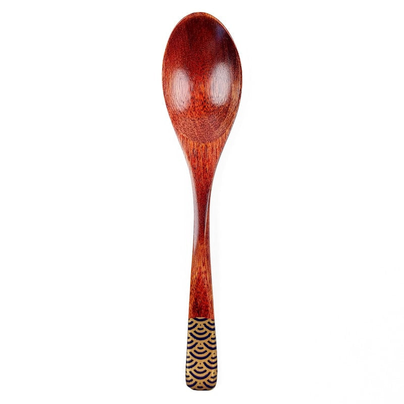 Seigaiha Japanese wooden spoon - Blue