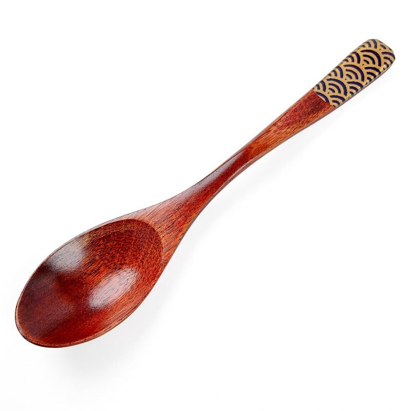 Seigaiha Japanese wooden spoon - Blue