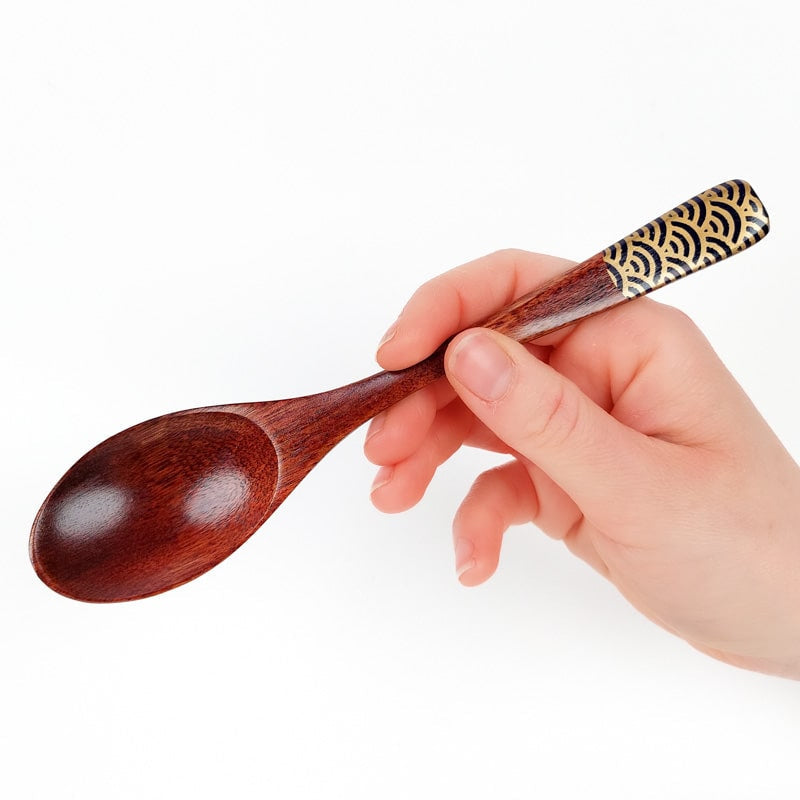 Seigaiha Japanese wooden spoon - Blue