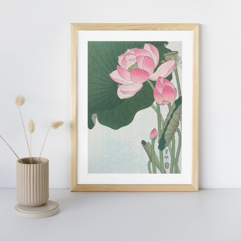 Japanese Lotus Flower Print - A3