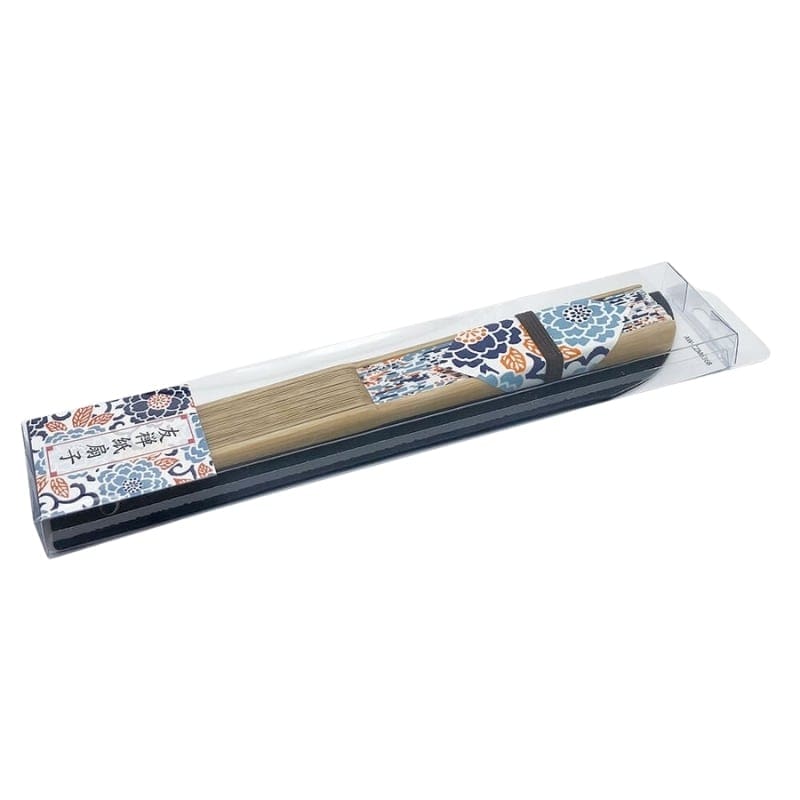 Éventails Japonais Yuzen Botan Bleu