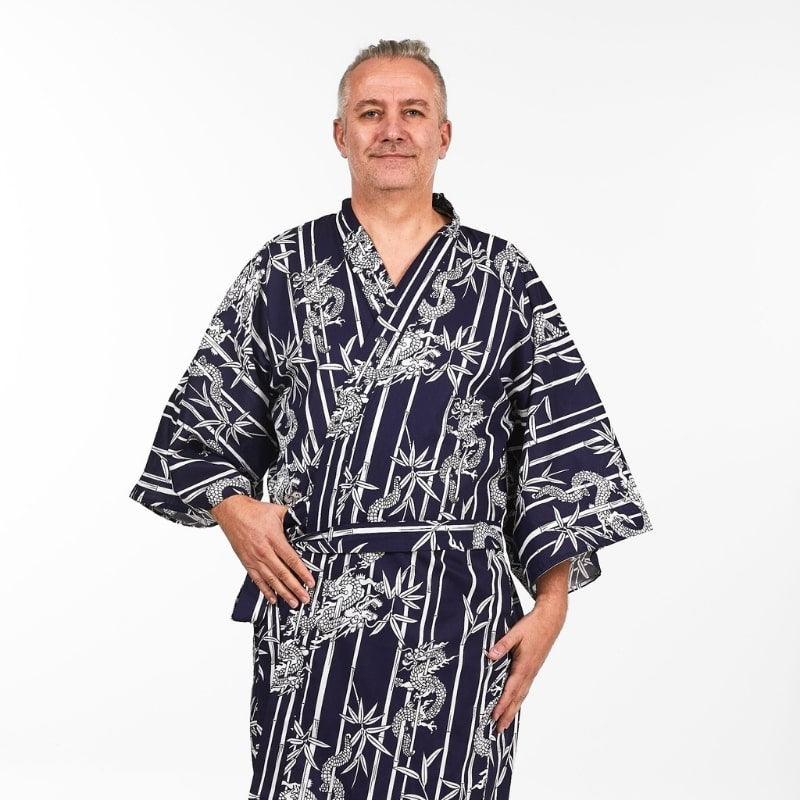 Happi Men's Bamboo & Dragon Kimono - One size