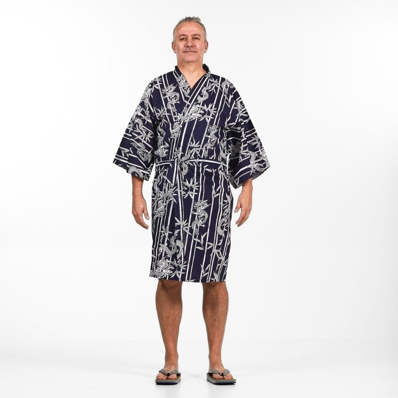 Happi Men's Bamboo & Dragon Kimono - One size
