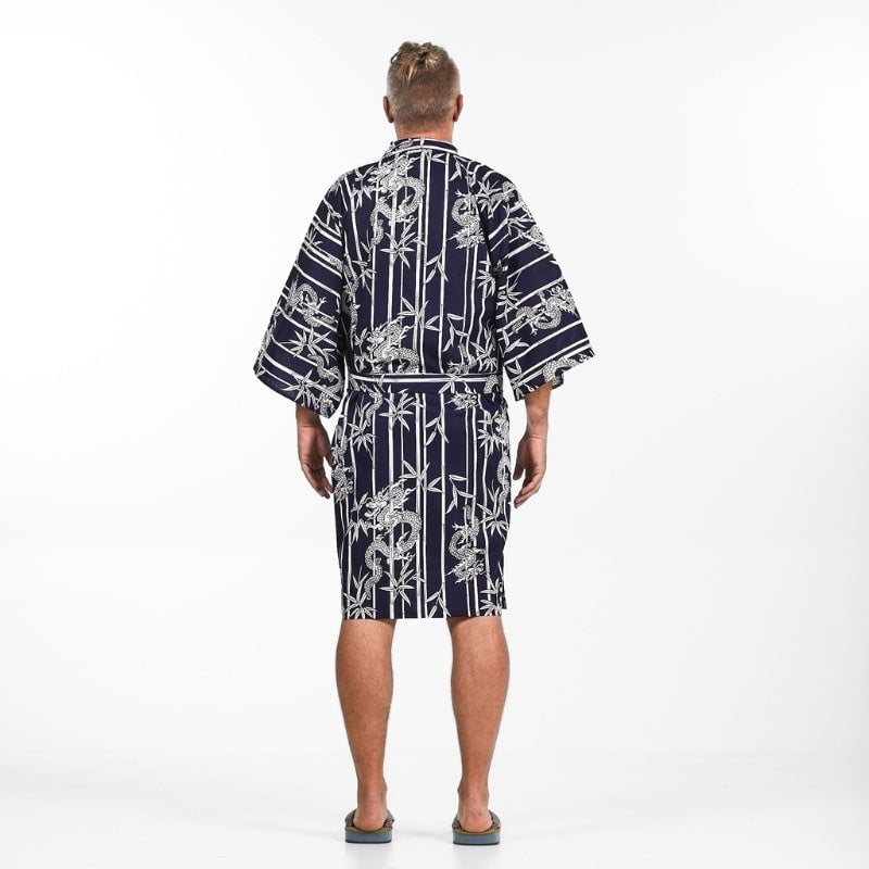 Happi Men's Bamboo & Dragon Kimono - One size