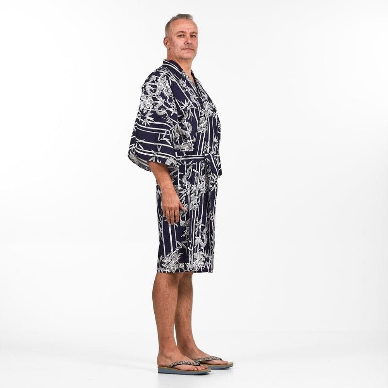 Happi Men's Bamboo & Dragon Kimono - One size