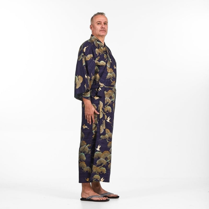 Men's Japanese Crane & Pine Kimono - One size