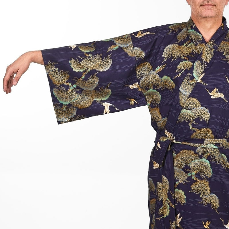 Men's Japanese Crane & Pine Kimono - One size