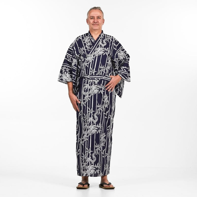 Men's Bamboo & Dragon Yukata Kimono - S