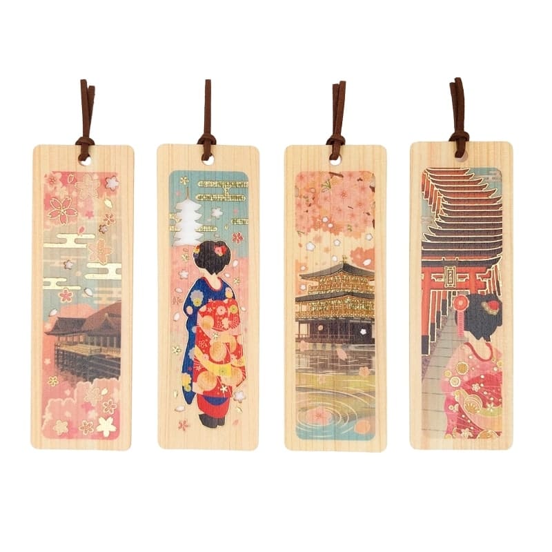 Japanese Cypress Bookmark Geisha & Torii