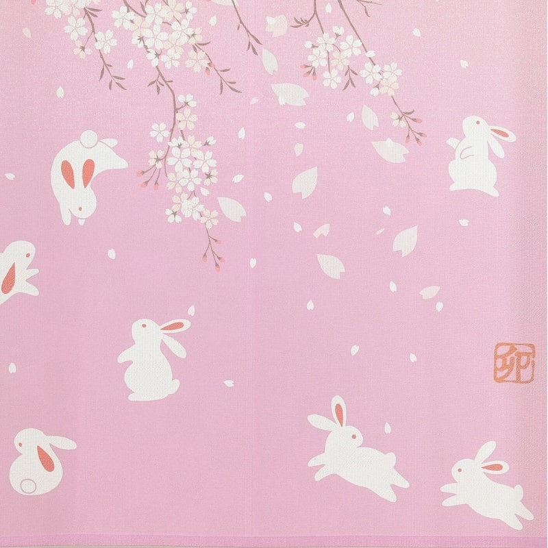 Japanese Noren Sakura Usagi - 85 x 150 cm