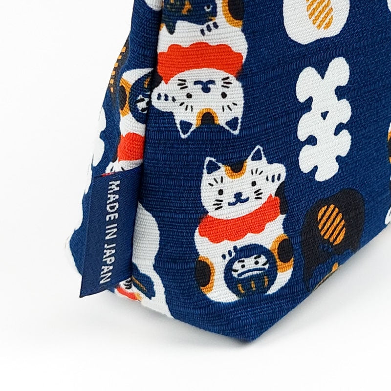 Maneki Neko Japanese Clutch Bag Blue