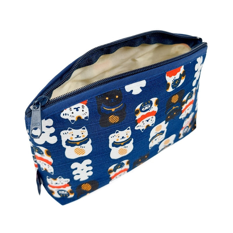 Maneki Neko Japanese Clutch Bag Blue