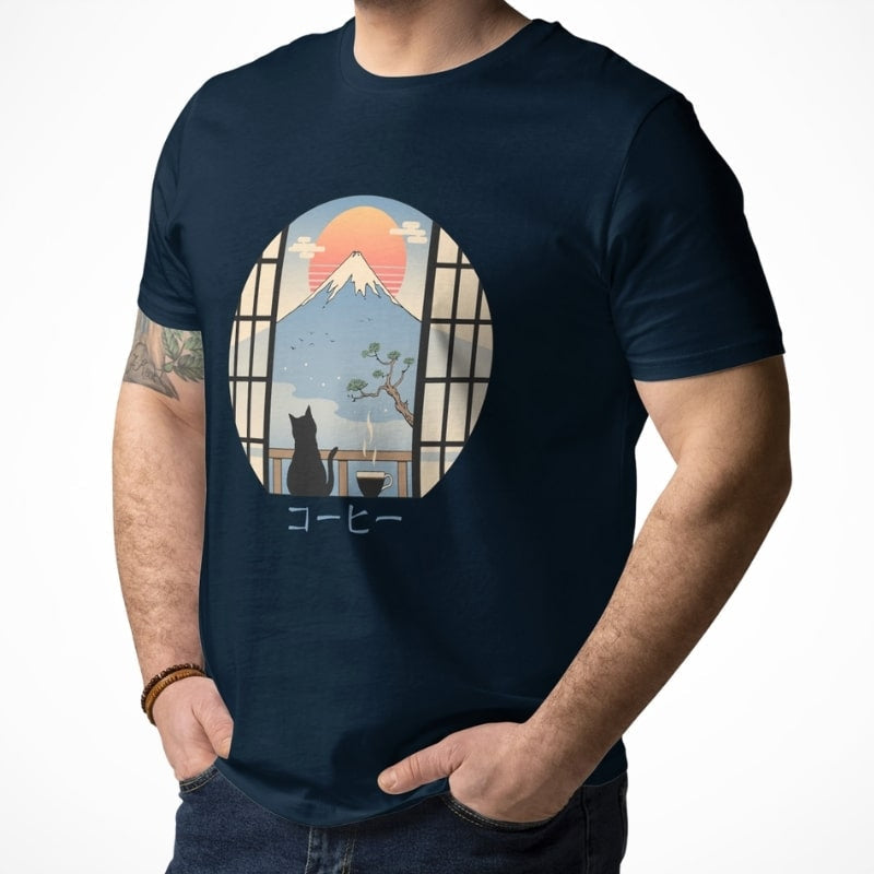 Japanese Cat & Mount Fuji T-shirt