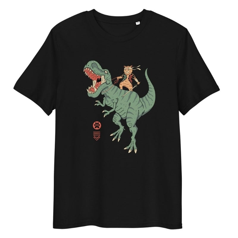 Japanese T-shirt Neko T-Rex - S / Black