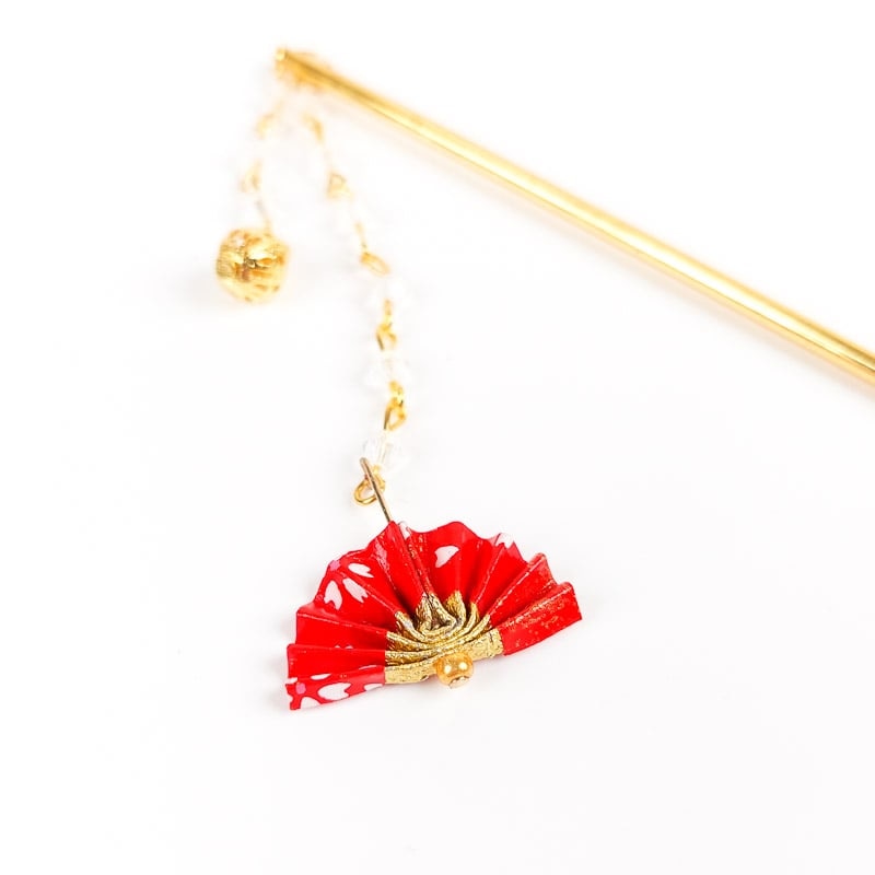 Japanese Kanzashi Red Fan
