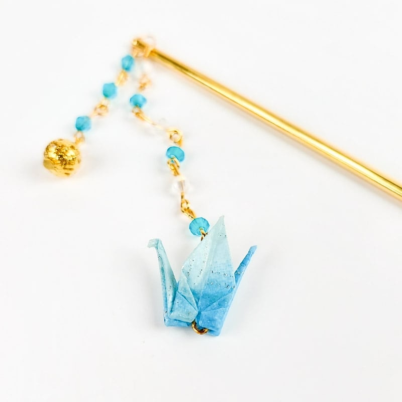 Modern Japanese Hair Pin - Blue Origami