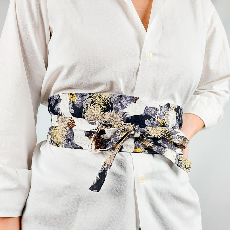 Obi Belt Crane Print S