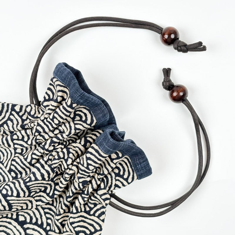 Seigaiha Japanese fabric pouch