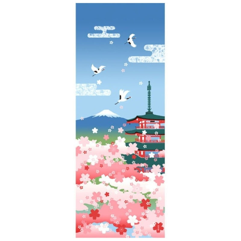 Japanese Tenugui Blossom & Fuji