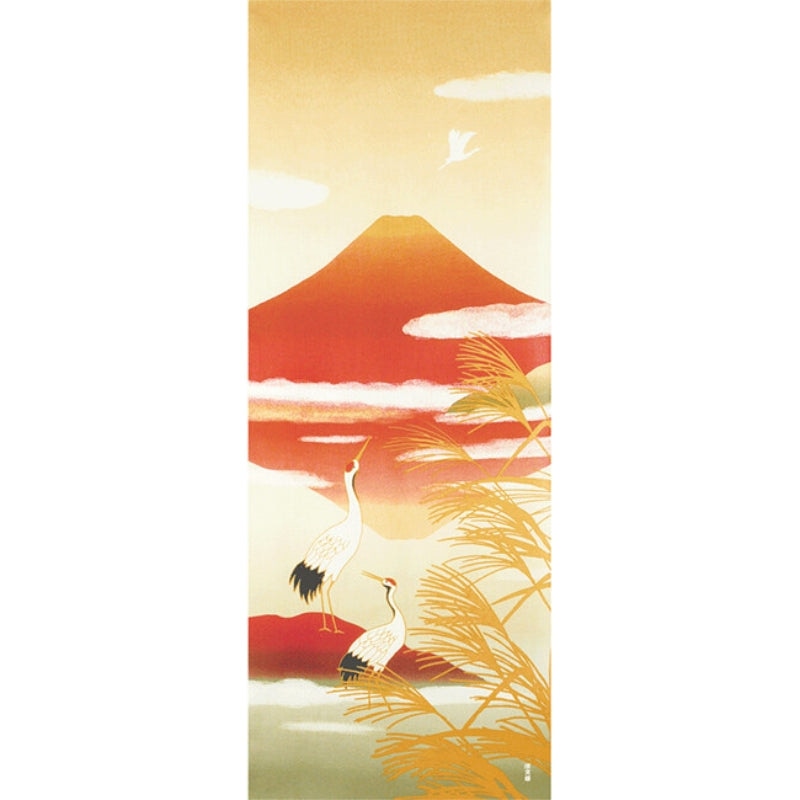 Japanese Tenugui Crane & Fuji