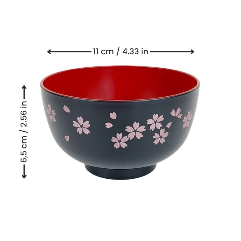 Japanese Soup Bowl - Black Sakura