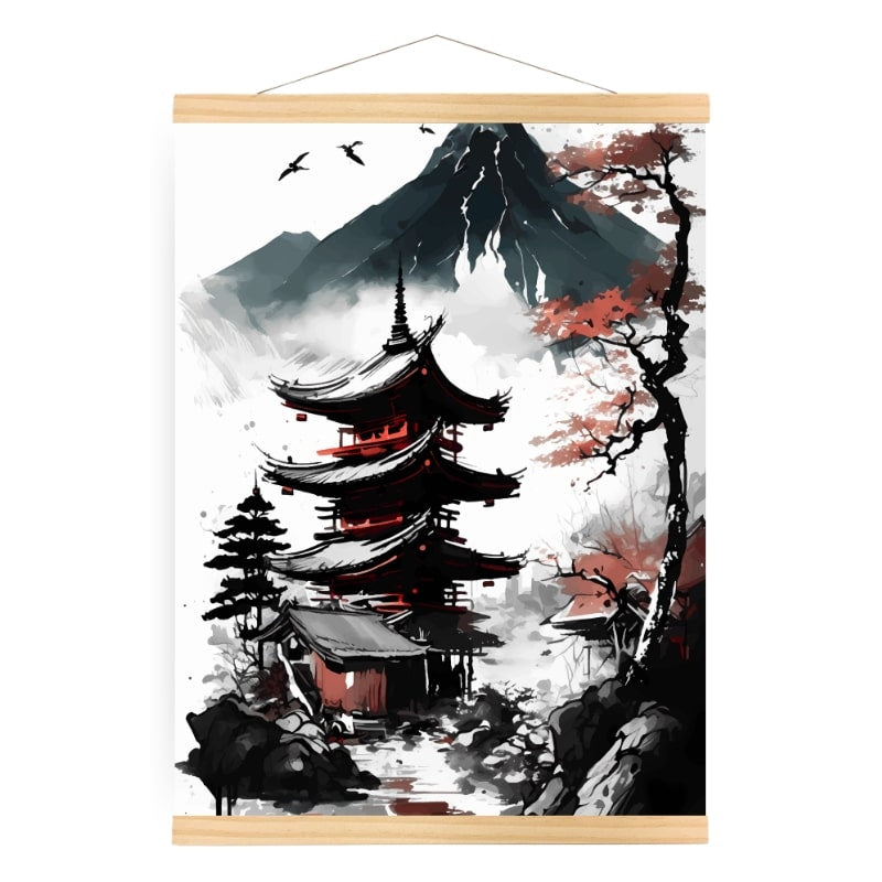Japanese Pagoda View Poster - A3