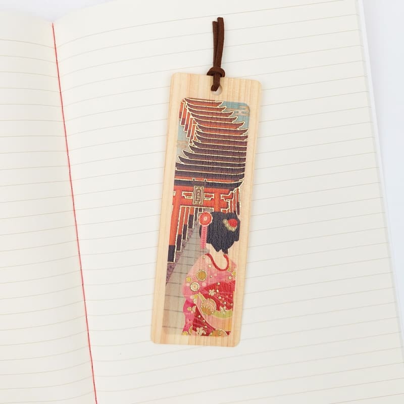 Japanese Cypress Bookmark Geisha & Torii