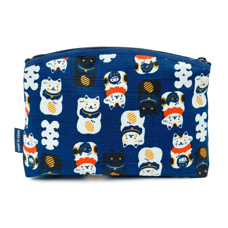 Maneki Neko Japanese Clutch Bag Blue