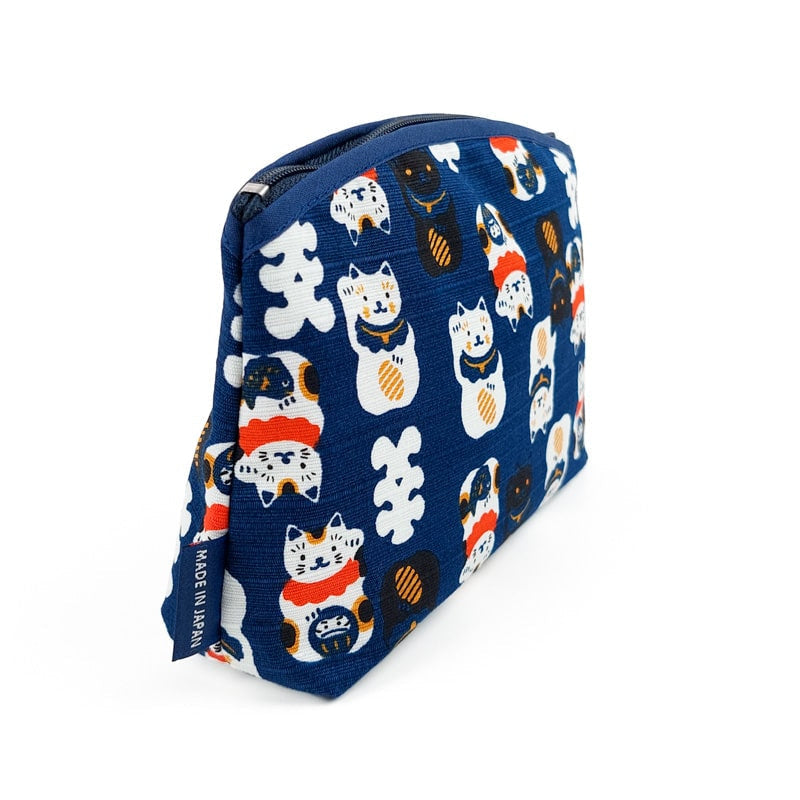 Maneki Neko Japanese Clutch Bag Blue