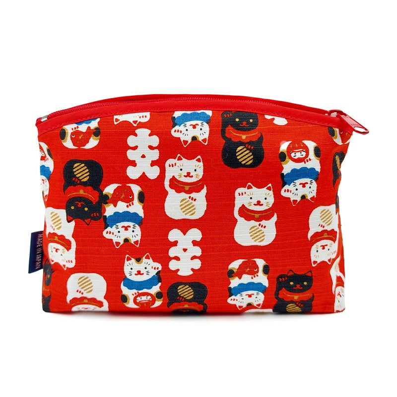 Maneki Neko Japanese Pouch Red