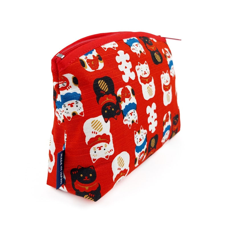 Maneki Neko Japanese Pouch Red
