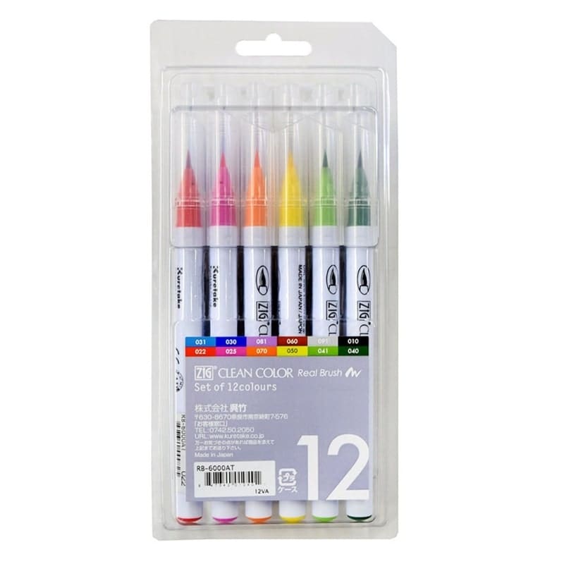 Set of 12 ZIG Extra-Fine Brush Pens