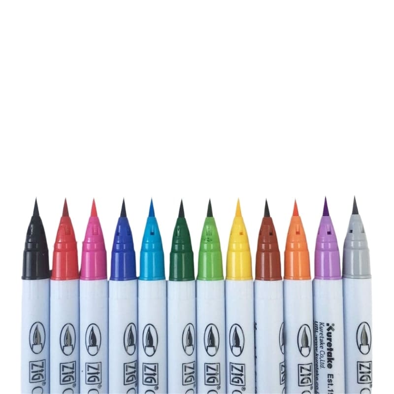 Set of 12 ZIG Extra-Fine Brush Pens