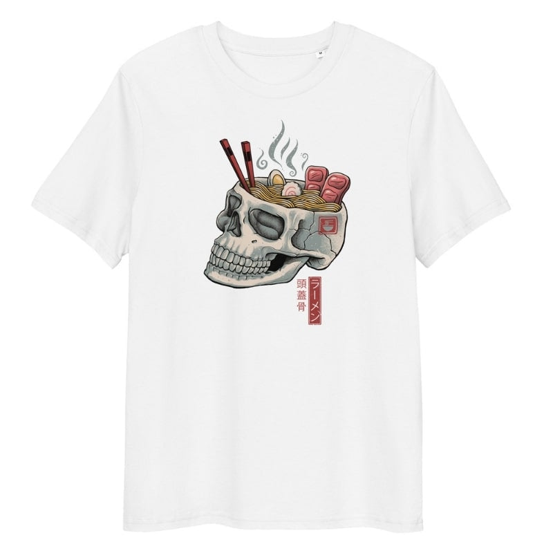 Skull Ramen Japanese T-shirt - S / White
