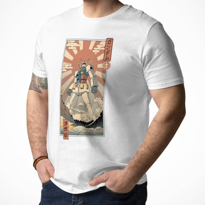 Japanese Ukiyo-e Mecha &amp; Fuji T-shirt