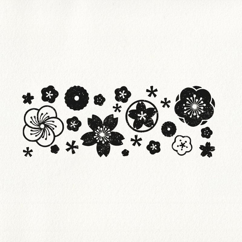 Wooden Stamp Japanese Flowers