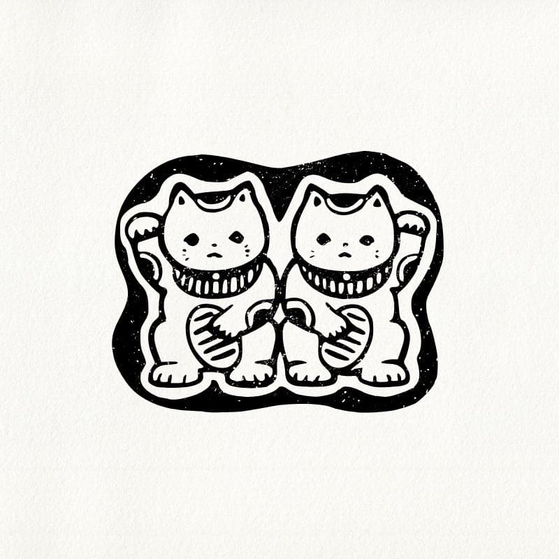 Japanese stamp Maneki Neko by Tomikohan