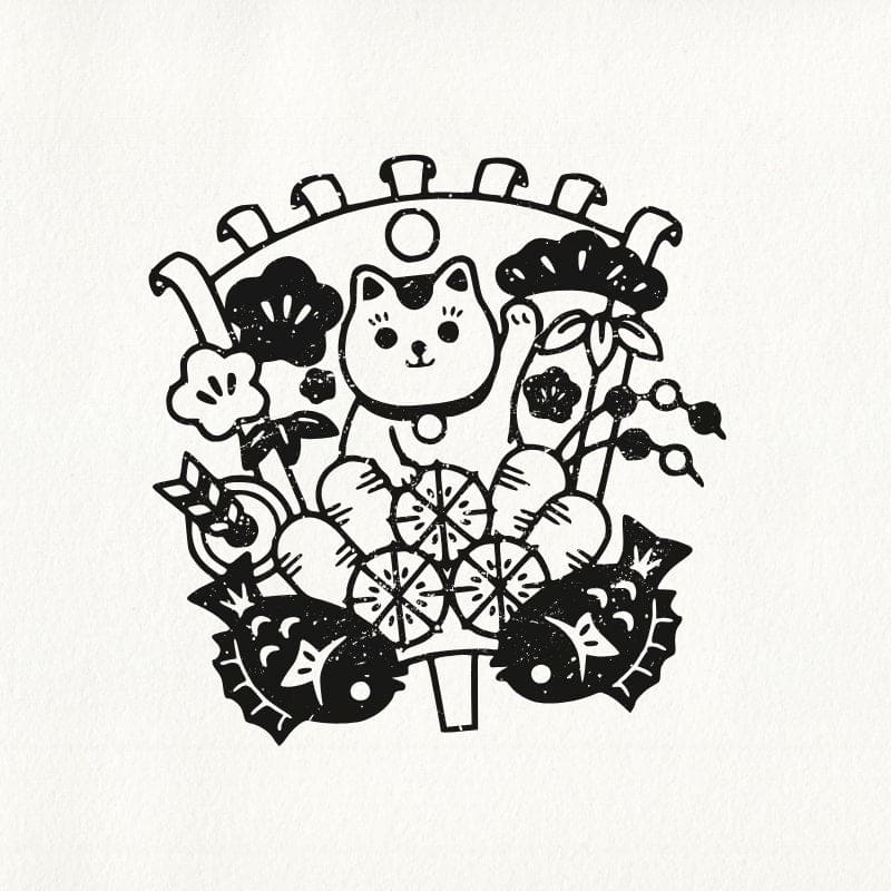 Japanese stamp Maneki Neko XL