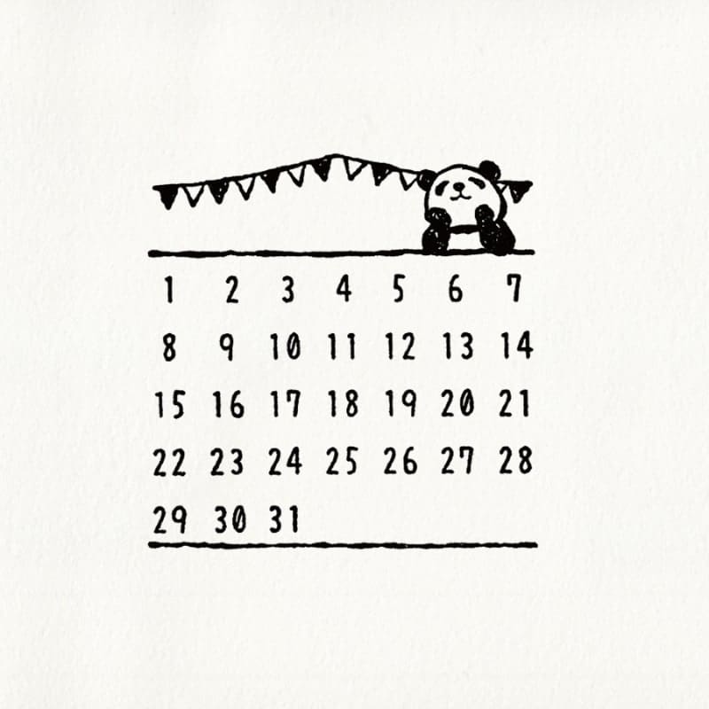 Japanese Panda Calendar Stamp