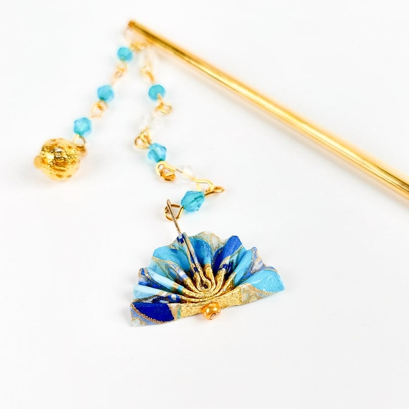 Japanese Hair Pin Stick - Blue Fan