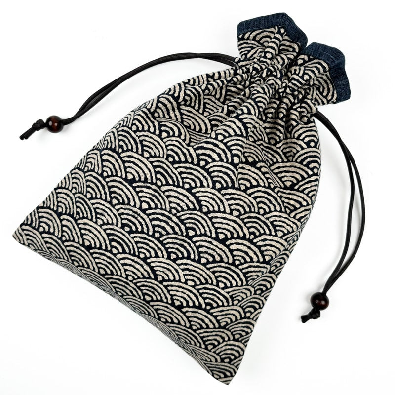 Seigaiha Japanese fabric pouch