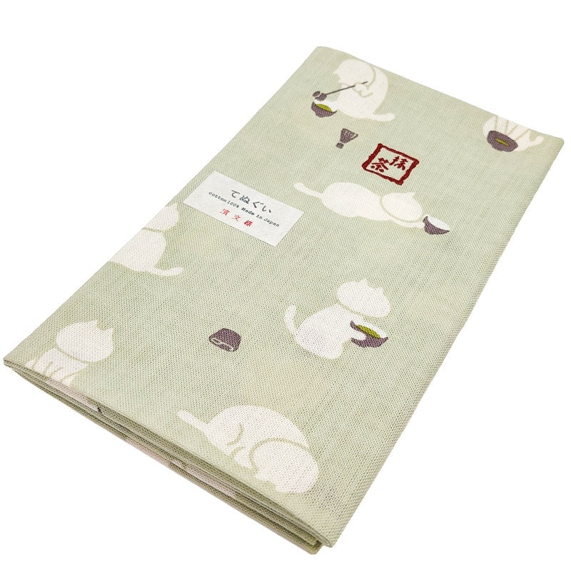 Tenugui Cloth Matcha Cat